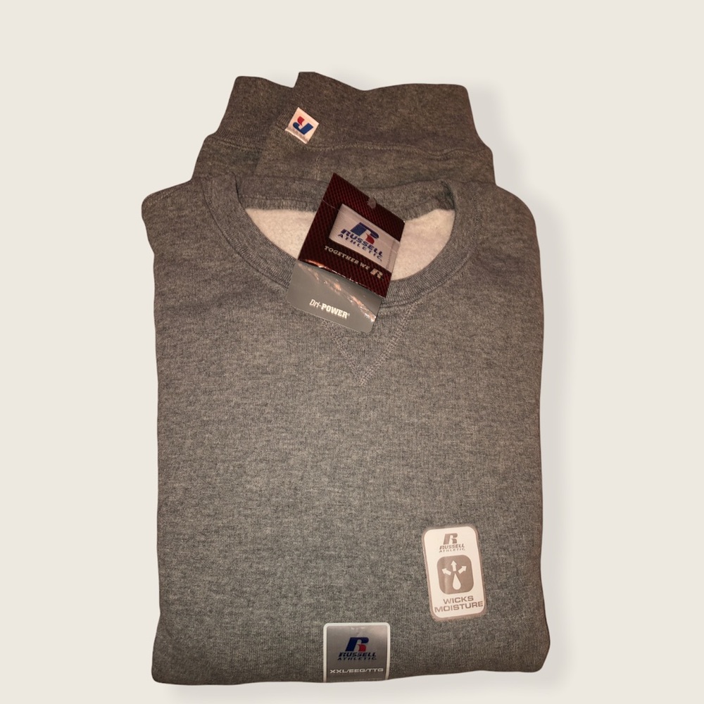 {Russell Athletic} Men’s Long Sleeve Gray Moisture Wicking Sweatshirt